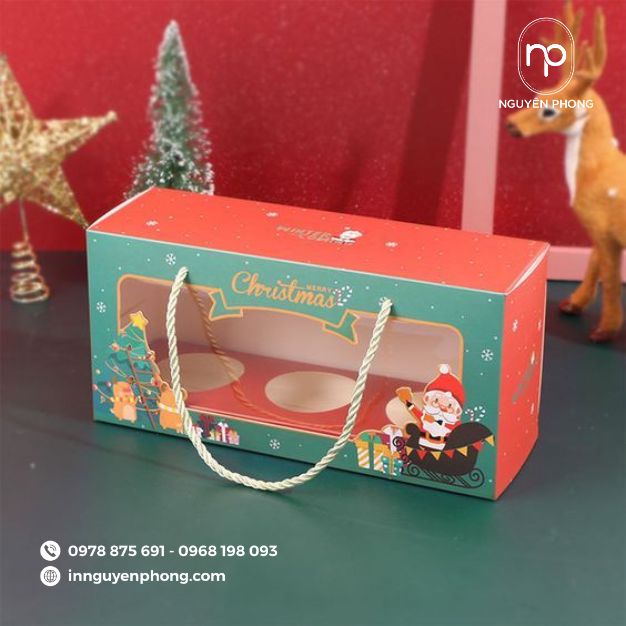 in hộp giấy có bóng kính dịp noel